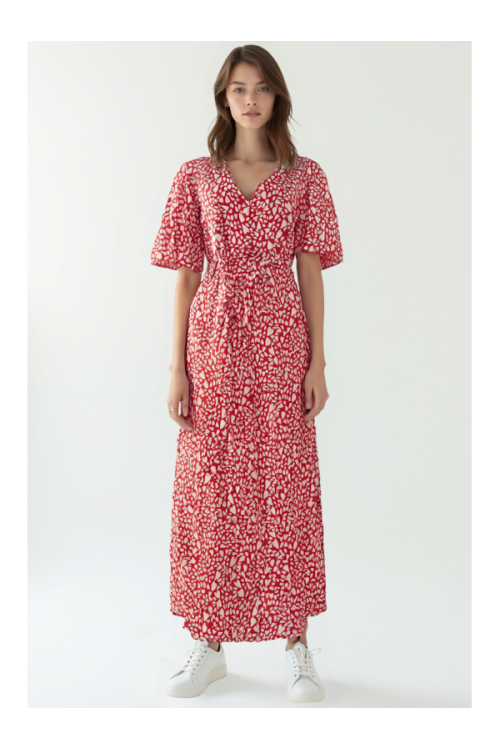 Glamorous Ladies dress - RED WHITE HEART, red