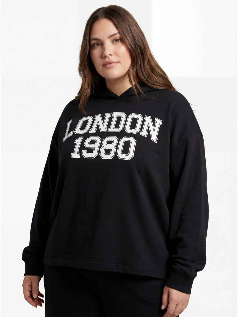 JDY Женское худи с принтом "LONDON 1980", цвет: чёрный