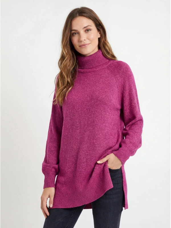Vero Moda Kõrge kaelusega pulloover, värv: roosa