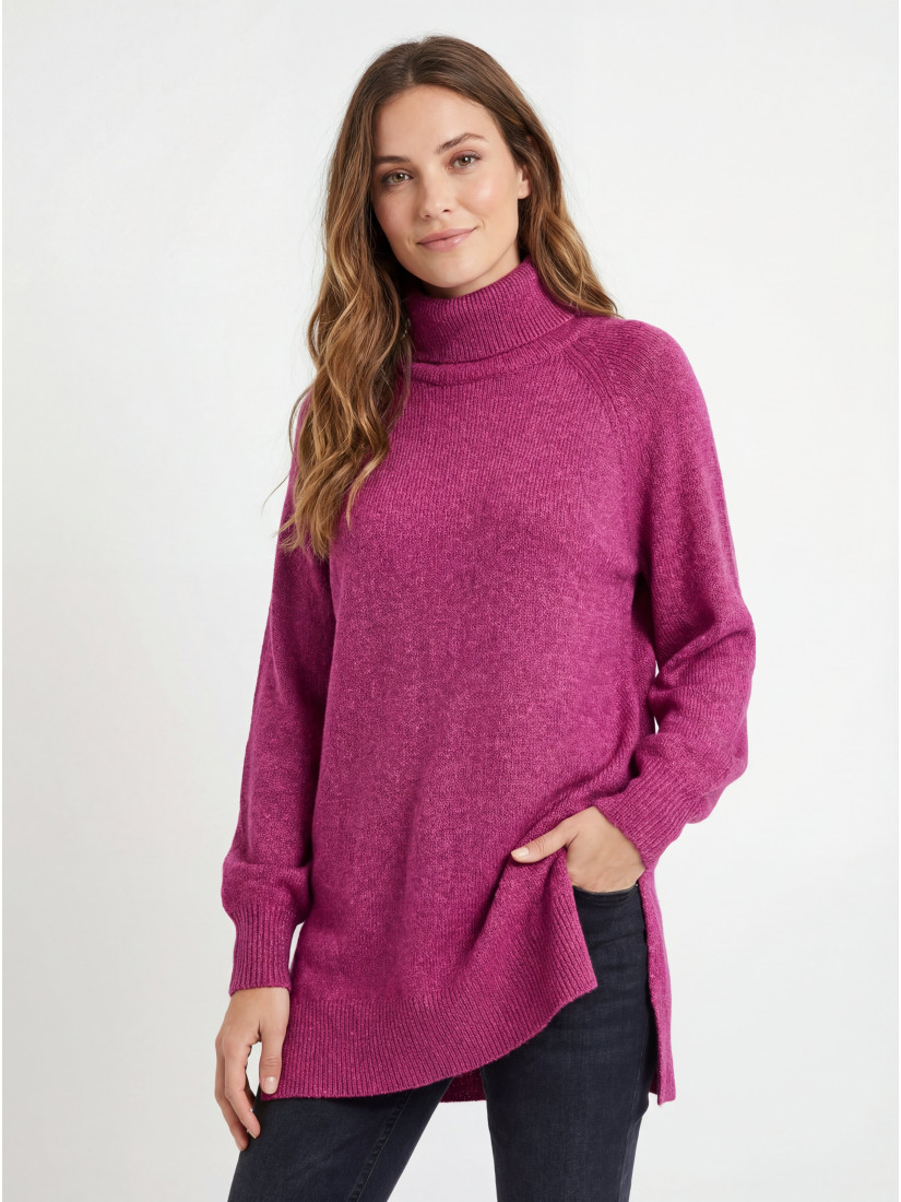Vero Moda Kõrge kaelusega pulloover, värv: roosa