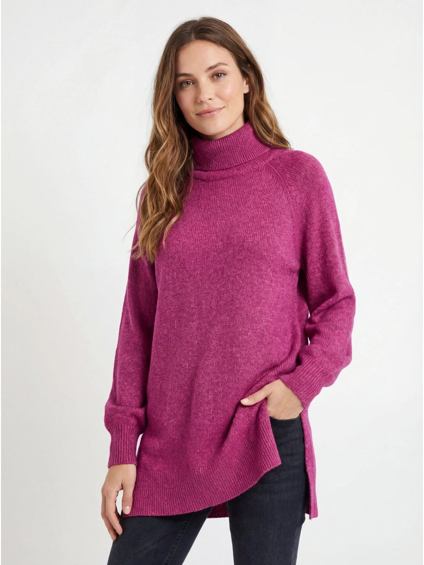 Vero Moda Kõrge kaelusega pulloover, värv: roosa