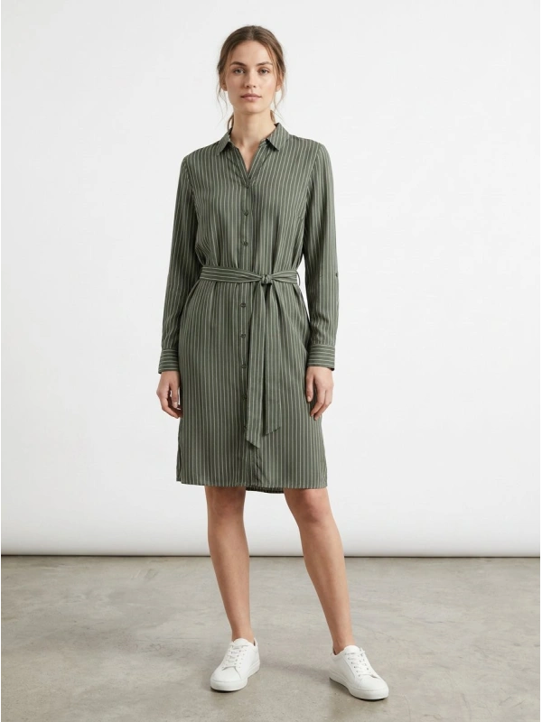 Vero Moda VMBUMPY L/S FOLD UP SHORT Платье, цвет: зелёный