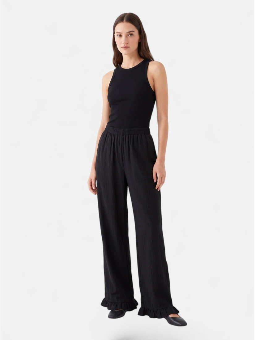 PIECES PCSARAH FRILL Pants, black