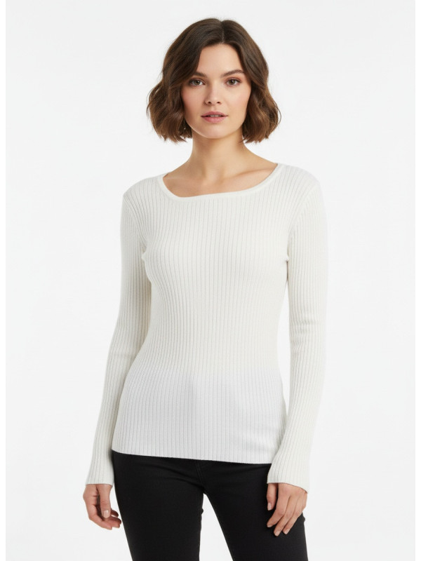Asymmetric Ribbed Long-sleeved top