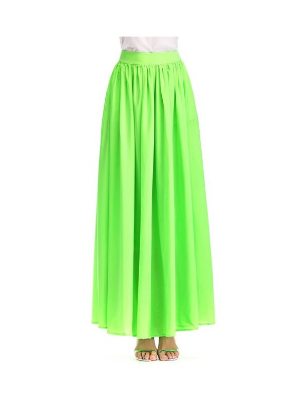 Light Green Silk-Blend Maxi Skirt