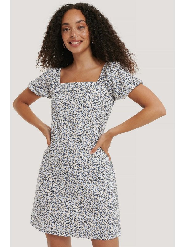 Printed Square Neck Mini Dress