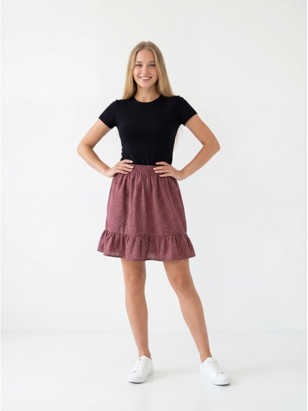 Skirt with Ruffle Hem and Fine Print