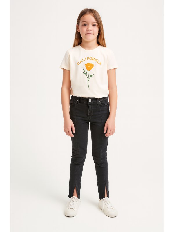 Girls' Slim-Fit Jeans with Front Slits